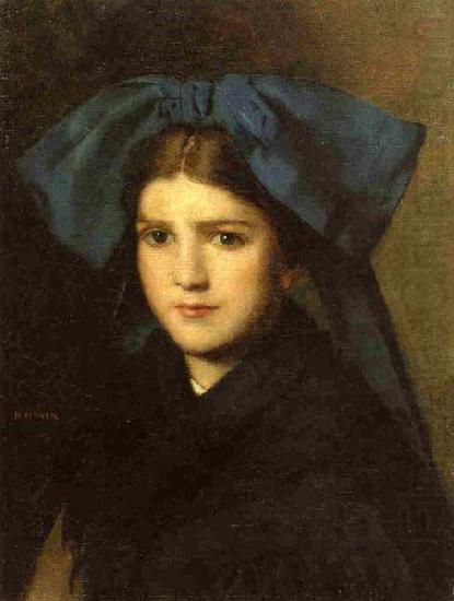 Jean-Jacques Henner Portrait of a Young Girl with a Bow in Her Hair china oil painting image